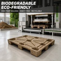 Palettes en bois moulées JD ISPM-15, simple face, 1,05 m x 1,05 m x 130 mm, capacité de charge dynamique de 1,5 t, entrepôt frigorifique industriel