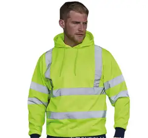 2023 Hot Bán hivis hoodie Áo khoác an toàn bảo hộ lao động của nam giới cao phản chiếu 100% Polyester