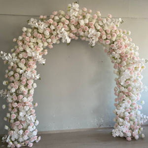 Arche fleurie rose pour mariage, modèle D-UFA055, très demandée, arche en forme de U en fleurs artificielles en soie pour décoration d'événements. - Product Image 1
