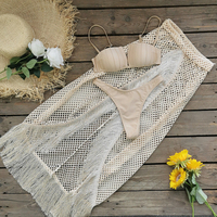 Nouveau Maillot de Bain Trois Pièces Sexy à Bretelles et Pompons 2026 pour Femme