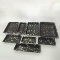 Plateau d'emballage jetable écologique personnalisé pour sushi japonais de qualité supérieure en feuille d'or, boîte d'emballage de luxe en plastique pour sushi à emporter