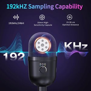 Microphone de jeu USB Type-C avec éclairage RVB pour PC/PS4/<span class=keywords><strong>PS5</strong></span>, double mixage audio/muet, sortie casque 192KHz/24Bit Hi-Fi, condensateur - Product Image 5