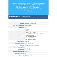 Adaptateur WiFi USB ALFA AWUS036AXML MT7921AUN original, prend en charge le cryptage WPA3, 1300 Mbps pour Kali Linux, Windows 7/10/11, Ubuntu
