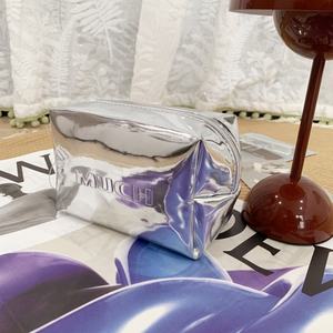 3D Logo Custom Cosmetic <b>Bag</b> Metallic PU Makeup <b>Bags</b> Fashion Portable Cosmetic <b>Toiletry</b> <b>Bags</b> with Zipper for <b>Women</b> Travel - Product Image 2