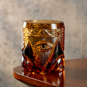 Verre à whisky de luxe artisanal en verre œil-de-tigre doré 220 ml, style japonais, pour <span class=keywords><strong>homme</strong></span>, lourd, noir ambré, cadeau, tumbler - Product Image 3