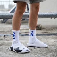 Chaussettes de sport épaisses en tissu éponge pour hommes, chaussettes d'entraînement athlétique d'hiver avec lettres jacquard CHINA, respirantes, mi-mollet