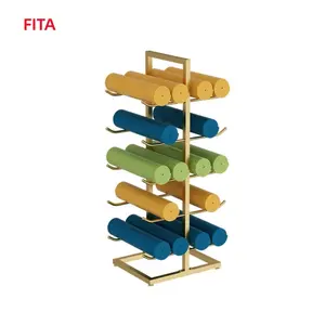 Yoga Mat Storage Basket Stand Upright With Support Rod Fabric Foldable  Dirty Clothes Put Sports Equipment Slotted With Wheels Household Fitness  Shelf