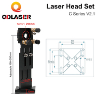 Ensemble de têtes laser CO2 série C avec lentilles de mise au point ZnSe (Dia.18mm FL38.1 et Dia.20 FL50.8/63.5/101.6mm), miroir Dia.25mm