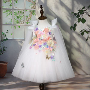 Abito da Principessa di Lusso per Bambine, Nuovo Stile con Applicazioni, Senza Maniche, Vestito <span class=keywords><strong>Bianco</strong></span> da Cerimonia per Bambine, <span class=keywords><strong>Tutu</strong></span> per Feste di Compleanno - Product Image 3