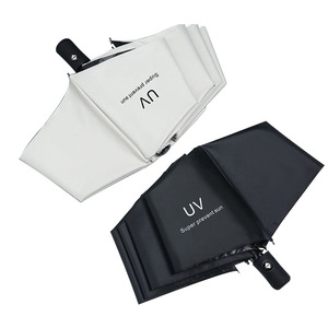 Uv Automatic Folding Umbrella Black White Sun Protection Advertising Gift Umbrella For Women With Auto Open Button - Product Image 1