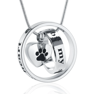 Para sempre em meu coração, não mais pelo meu lado Cremação Pet Urna Colar para Cinzas Pingente Jóias para <span class=keywords><strong>Dog</strong></span> Paw Print - Product Image 1