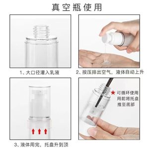 Vacuum Travel <b>Bottles</b> 100Ml Press Pump <b>Plastic</b> Cylinder Storage <b>Bottle</b> For Skincare Lotion Makeup Sample Portable - Product Image 4