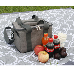 Picnic Bag Oxford Cloth Insulated Cooler Lunch Bag Grey One Shoulder Outdoor Use - Product Image 1