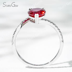 แหวนแต่งงานแบบคลาสสิกแหวนหมั้น2.7ct แต่งงานคลาสสิกทำจากทับทิมขนาด7*10มม. ปลูกในห้องปฏิบัติการ - Product Image 4