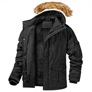Parka pour hommes, manteau d'hiver 2022, veste standard à capuche, imperméable, en polyester, fermeture éclair, vêtement d'extérieur chaud, manteau décontracté - Product Image 2