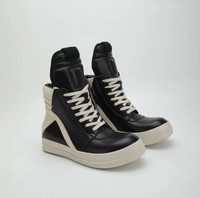 25 nouvelles chaussures de sport montantes toutes saisons à lacets en cuir microfibre grande taille 48 semelle épaisse en caoutchouc noir blanc couple décontracté