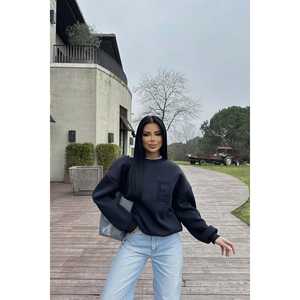 Sweat-shirt et sweat à capuche bleu marine pour femme avec broderie E - Product Image 5