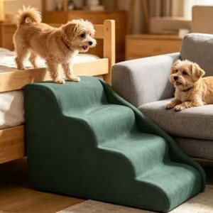 Escabeau pliable en polaire pour chats, 67 cm, vert - Product Image 2