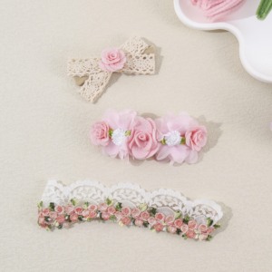 Diadema de Flores Rosa Bebé en <span class=keywords><strong>3</strong></span> Colores, Accesorios para el Cabello de Niña, Diadema de Nailon con Flores, Diadema para Bebé - Product Image 1