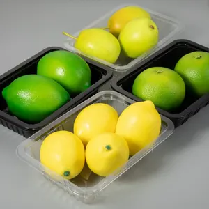 Bandeja de plástico transparente para fruta, contenedores de plástico desechables para embalaje de alimentos, para pastel y verduras, bandeja de burbujas respetuosa con el medio ambiente