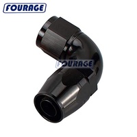 Adaptor Fitting Selang AN Betina Aluminium 90 Derajat Fourage, Satu Bagian, Aliran Penuh