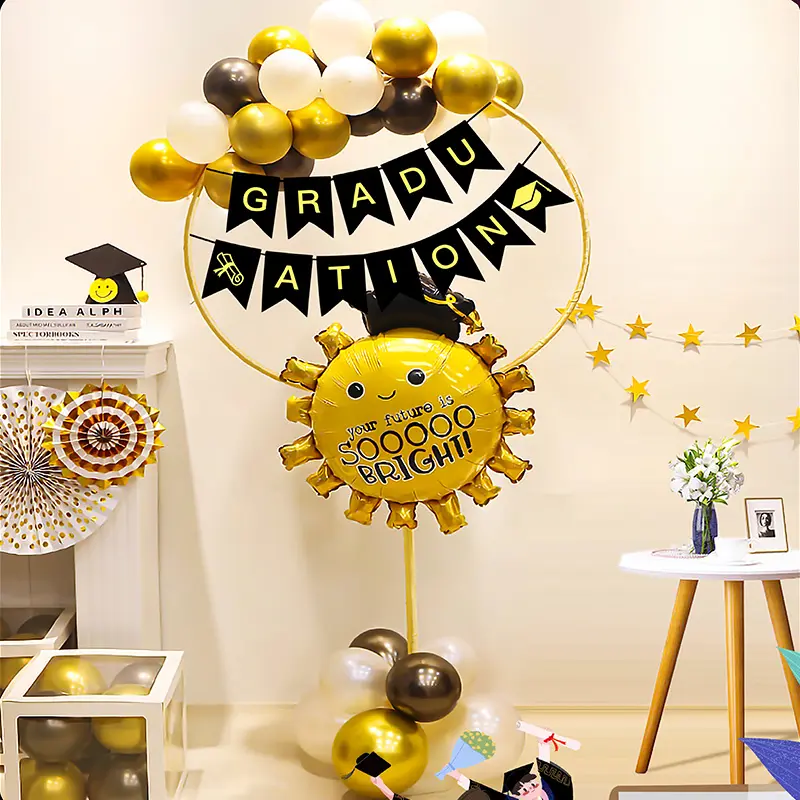 Small Graduation Floor Party Decoration Gold Balloon Circle Bouquet Stand for Graduation Ceremony