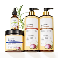 Ensemble de soins capillaires à la rosemaine en 4 pièces avec shampoing, après-shampoing, huile capillaire et revitalisant profond pour des cheveux plus doux et plus lisses, marque privée