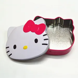 Cabeça de gato em forma de metal doce, lata de brinquedo, caixa de lata de gato