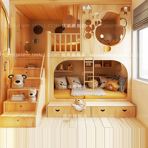 Log Wind Children's <strong>Bed</strong> Tree House Upper Lower <strong>Bed</strong> Parent-Child <strong>Bunk</strong> <strong>Bed</strong> Staircase Storage Small Apartment Solid <strong>Wood</strong> - Product Image 1