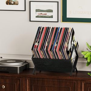 Style rétro métal et bois LP <span class=keywords><strong>vinyle</strong></span> porte-disque Album CD DVD support pour meubles de maison pour le stockage de salon - Product Image 5