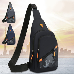 Men's Chest Bag Oxford Cloth Large Capacity Crossbody Bag For Everyday Use Black Gray Blue Splicing Design - Product Image 1