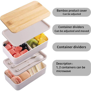 Lonchera Bento HYRI al por Mayor, Personalizada, en Oferta, con Tapa de Bambú, Bolsa Bento, 2 Capas, Reutilizable, con Tapa de Madera, para Camping - Product Image 4