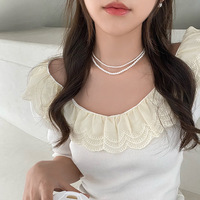12-4mm Vintage Simple Imitation Perle Perle Chaîne Colliers Femmes Fille Collier Ras Du Cou Clavicule Banquet De Noce Bijoux