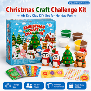Kit de Arcilla para Manualidades Navideñas al por Mayor, Set de Arcilla de Modelado de Secado al Aire de 12 Tazas para Fiestas Familiares y Escuelas, Marca Privada, Listo para FBA, OEM - Product Image 1