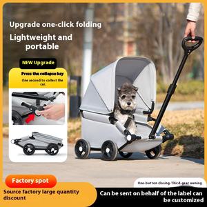 I cani di piccola taglia escono per tirare la canna da auto pieghevole cane che cammina metodo orsacchiotto carrello portatile da viaggio per animali domestici - Product Image 2