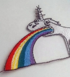 Patch brodé licorne arc-en-ciel amusant, motif dessin animé, applique licorne mignonne et originale pour veste, sac <span class=keywords><strong>à</strong></span> dos, streetwear, décoration DIY pour adolescents - Product Image 4