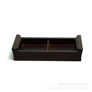 Plateau de service rectangulaire en bambou à deux compartiments pour sushis, collations et stockage alimentaire - Product Image 4