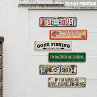 Letreros de metal estilo matrícula de Fish House, decoración de pared para casa de lago o man cave
