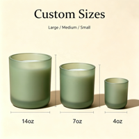 Vente en gros de bougies de luxe en verre mat vert sauge et noir de 7oz, 9oz, 12oz, avec couvercle en bambou et métal pulvérisé, 220ml, 300ml, 430ml