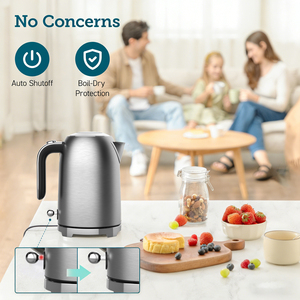 Bollitore Elettrico da 1,7L con Coperchio Automatico a Scomparsa, Facile da Pulire, Elettrodomestico da Cucina, Ebollizione Rapida, Acciaio Inossidabile 304, Senza Fili, per Caffè e Tè - Product Image 5