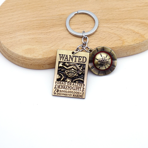 43 Design Anime Luffy Chapeau De Paille Pirates Antique Bronze Wanted Affiche Porte-clés Diable Fruit Pendentif Alliage Porte-clés - Product Image 5