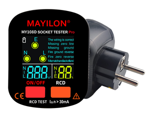 Testador de Linha MAYILON com Plugue UK MY108E Detector de Tomada Localizador de Disjuntor Verificador de Fase Testador de Falhas Elétricas - Product Image 1