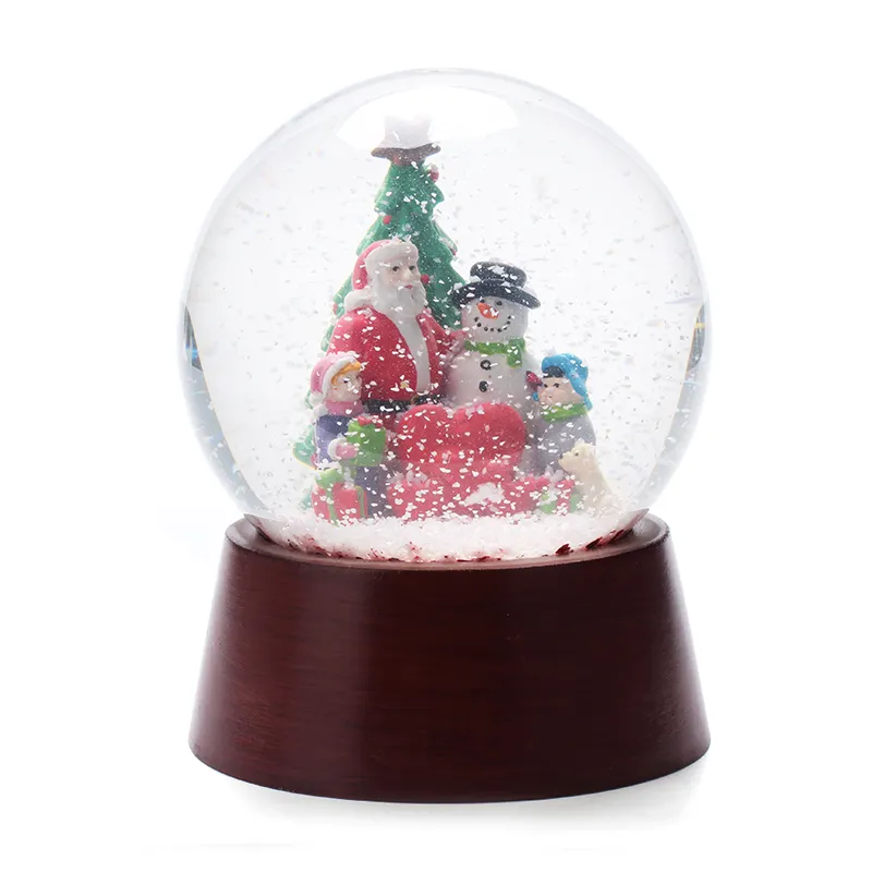 100MM Glass Snow globe Custom water ball souvenir gift resin snowglobe with Christmas holiday.