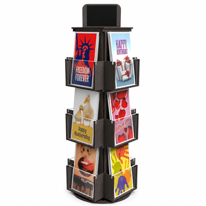 Support de présentation rotatif à 3 niveaux personnalisé en bois pour autocollants, cartes cadeaux et cartes de vœux - Product Image 1