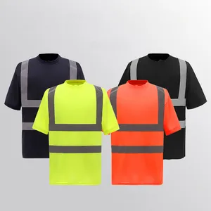 Hi-vis T-Shirt yansıtıcı güvenlik kısa kollu yüksek görünürlük ekip boyun gömlek üst Tee