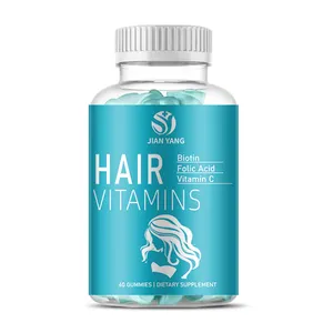 Vente en gros de biotine professionnelle pour des cheveux forts, croissance des ongles, peau saine, vitamine C, supplément de collagène, gommes douces