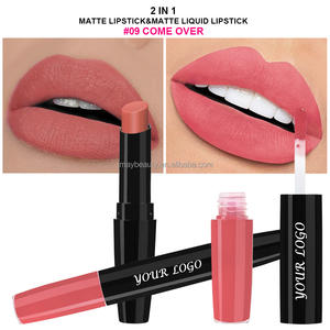 2 en 1 Kit de maquillage pour les lèvres Vente en gros Personnalisé Moist Lipgloss Waterproof Soft Nude Vegan Smooth Creamy Matte Lipstick - Product Image 2