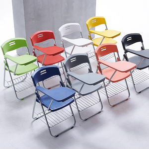 Wholesale Modern Home Office Stackable Folding Training Learning Trainling Study <strong>Chair</strong> with Writing Tablet Pad Bookrack - Product Image 1