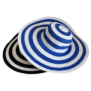 قبعات شمس صيفية واسعة الحواف مخططة من القش للنساء والرجال، قبعات شاطئ منسوجة قابلة للتنفس توفر حماية من الأشعة فوق البنفسجية للسفر والإجازات والأنشطة الخارجية - Product Image 6