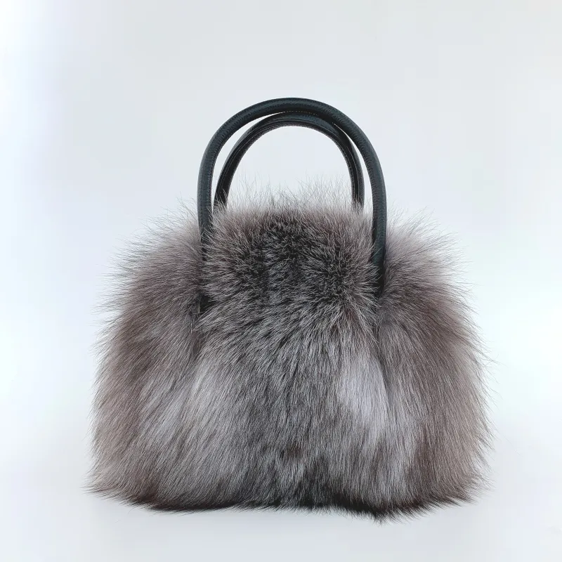 2022Winter New Fox Fur Straw Bag Korean Ladies Bag Clutch Handbag Hand Hair Bag